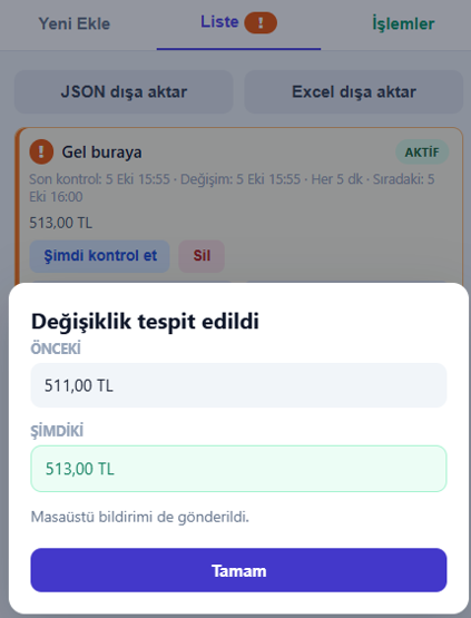 Multi-channel WebChange notifications
